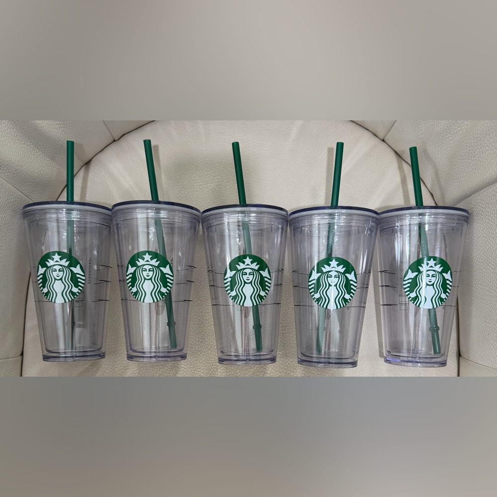 Lot Of 5 Starbucks Clear Cups. Craft your own custom cup.
